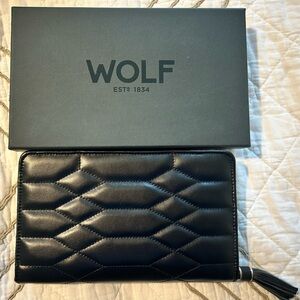 WOLF Quilted Black Leather Clutch